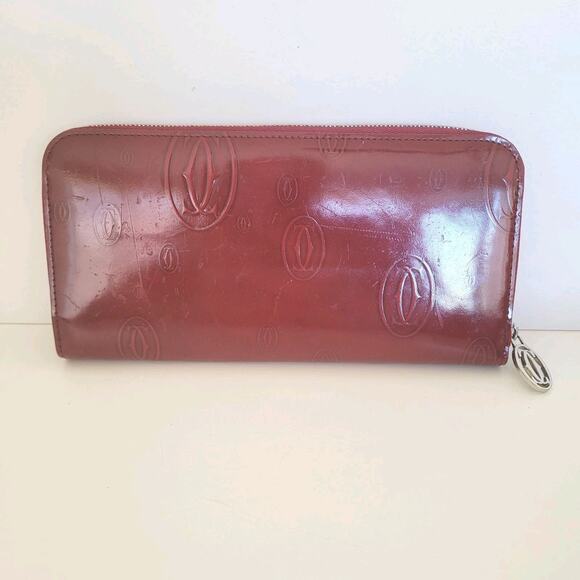 Cartier 12card International Calf Leather Zip Around Wallet Bordeaux Large Box - Picture 3 of 13